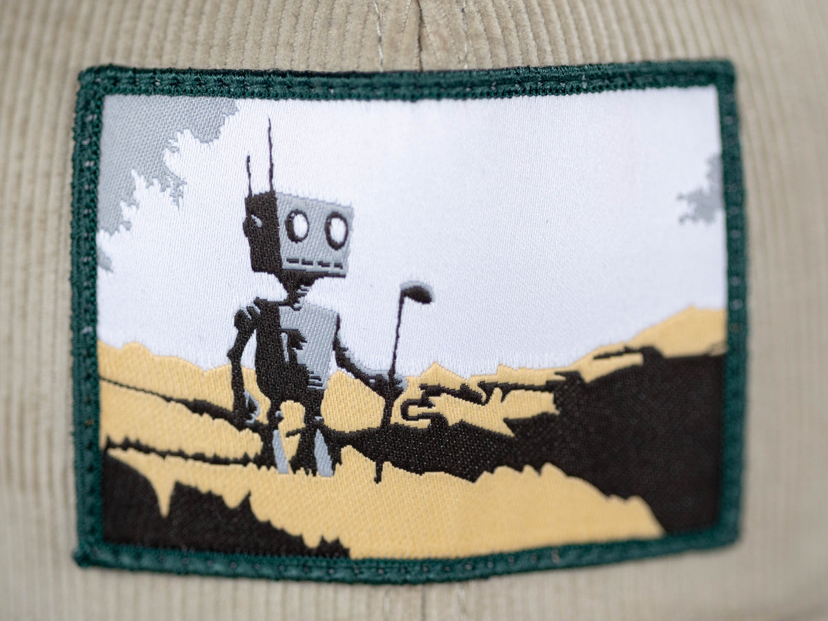 Robot Golf Criss Cross hat, lifestyle view.
