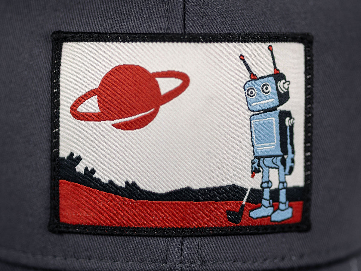 Robot Golf Classic Grey hat, detail view.