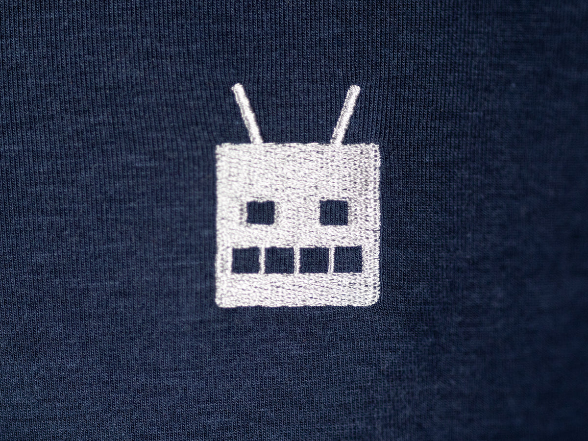 Robot Golf Blue Steel polo, lifestyle view.