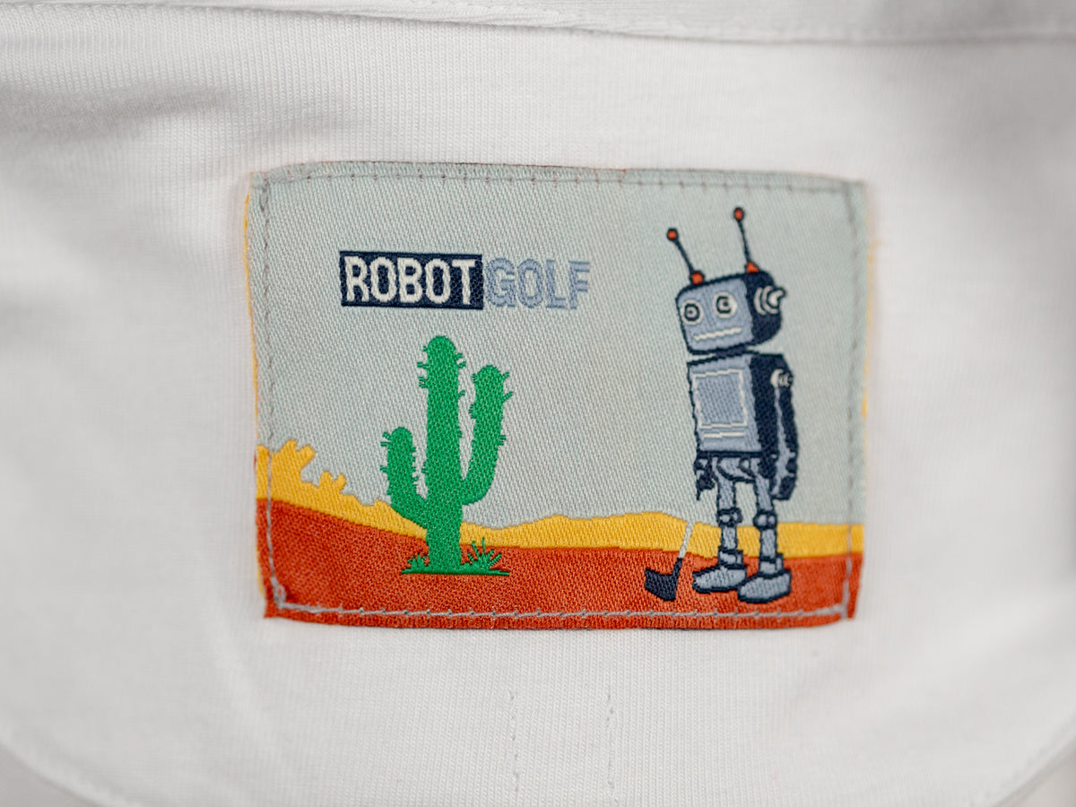 Robot Golf Iced Out polo, lifestyle view.