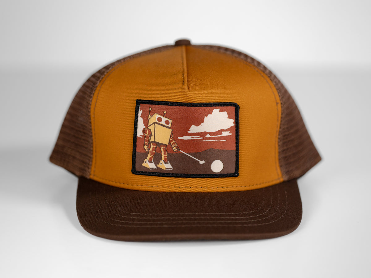 Robot Golf Impossible hat, front view.