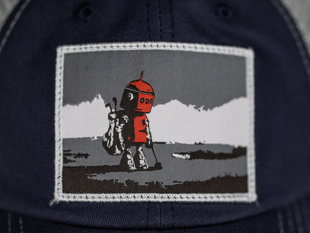Robot Golf Colorado hat, detail view.