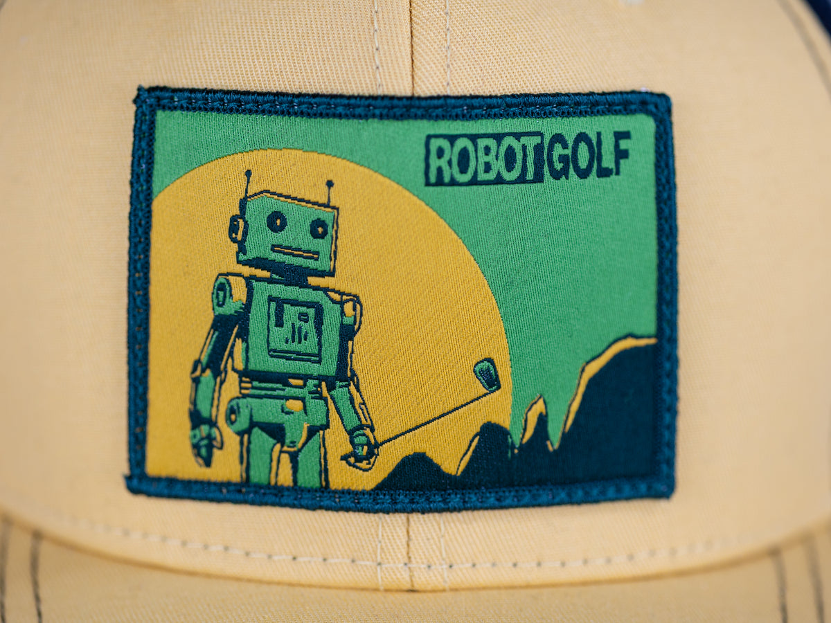 Robot Golf Lemonado hat, detail view.