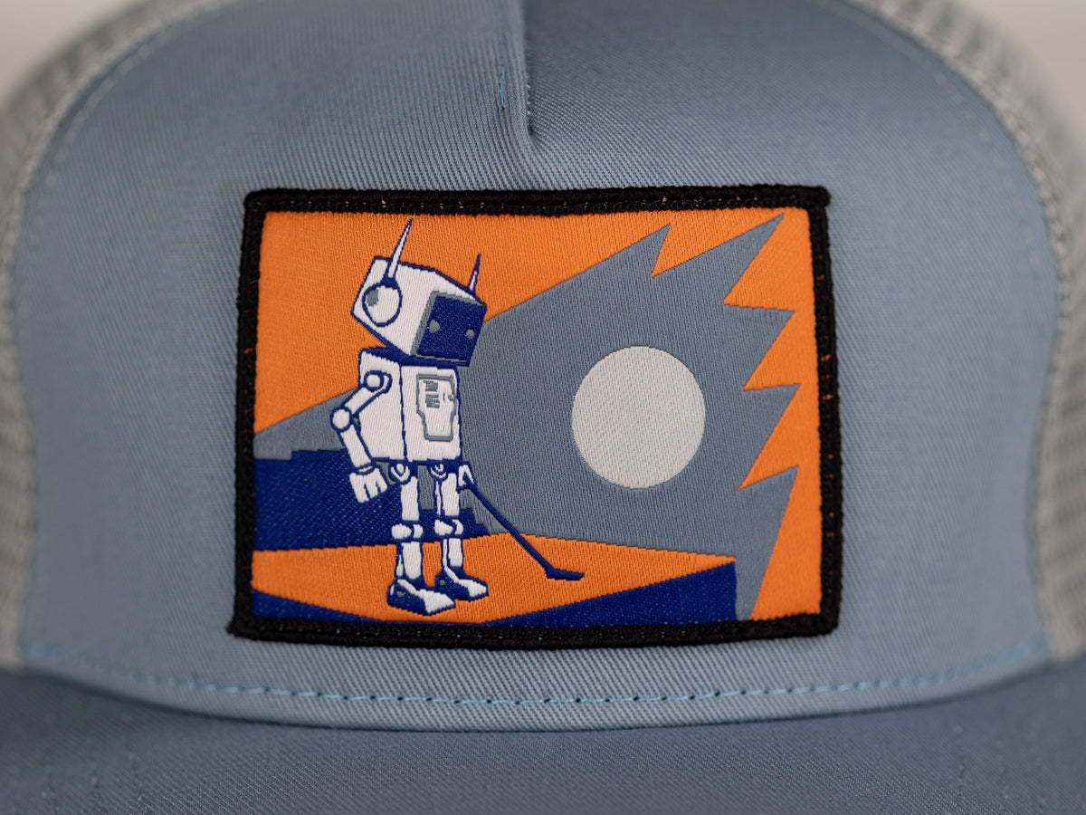 Robot Golf Sugar Ray hat, detail view.