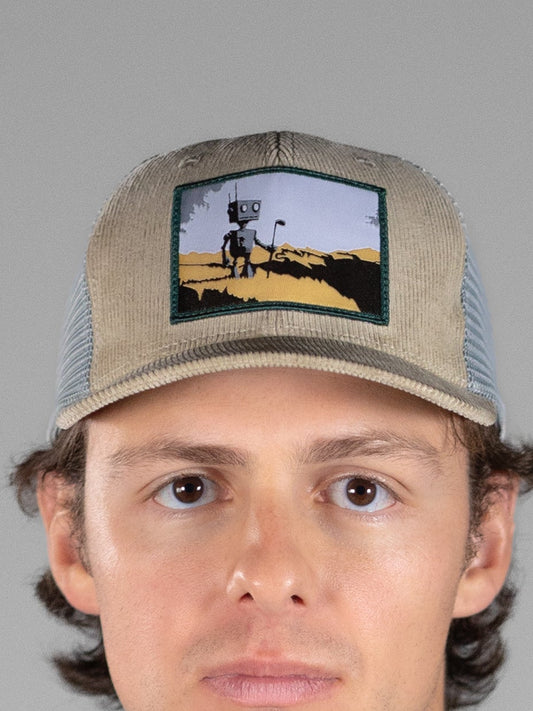 Robot Golf Criss Cross hat, angle view.