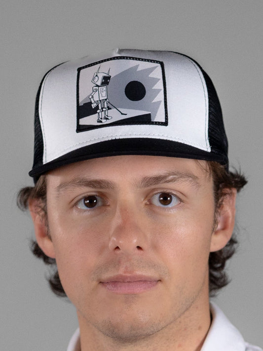 Robot Golf Checkerboard hat, angle view.