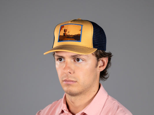 Robot Golf Roadhouse hat, angle view.