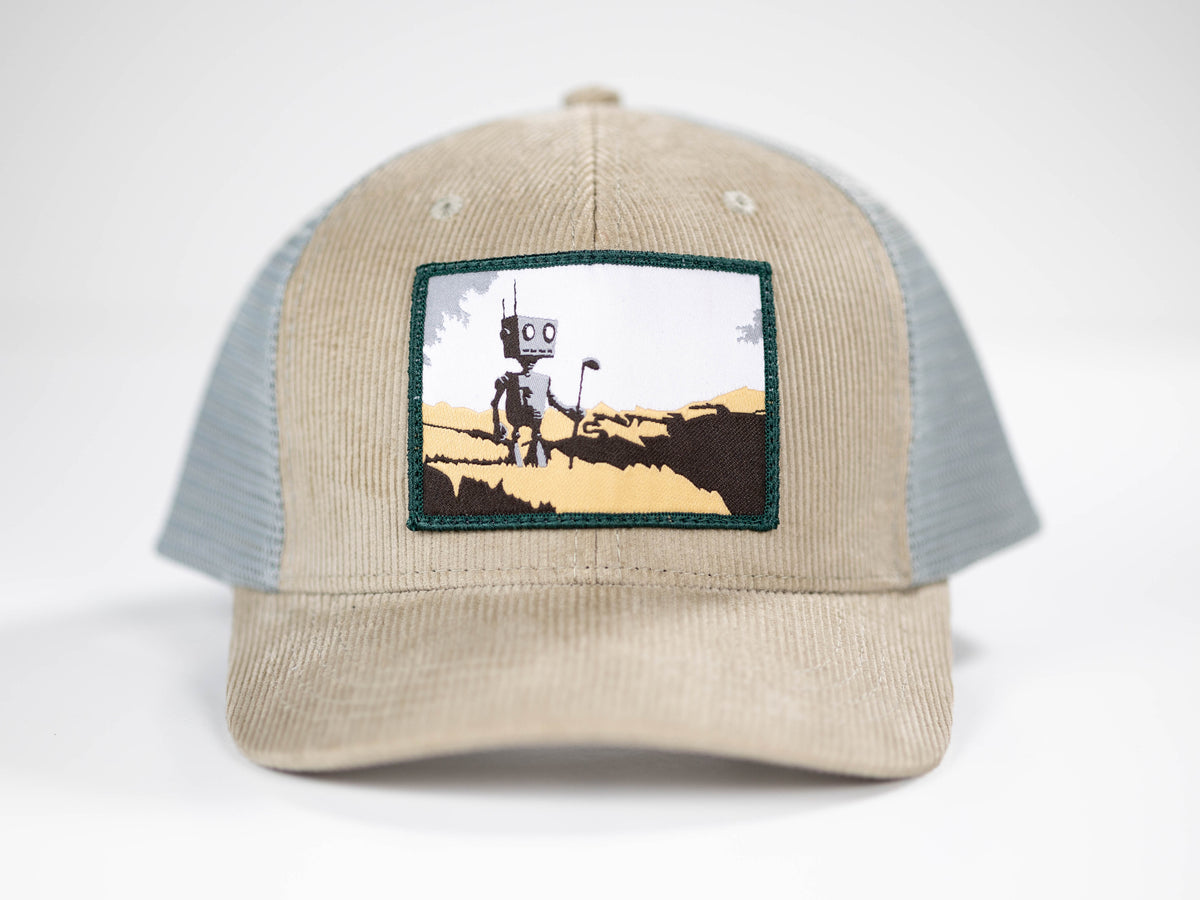 Robot Golf Criss Cross hat, front view.