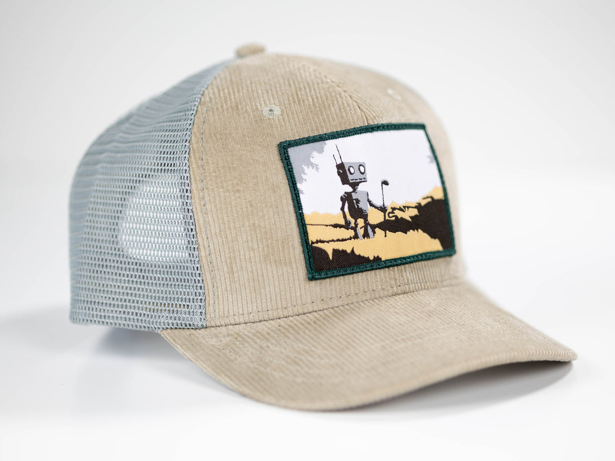 Robot Golf Criss Cross hat, side view.