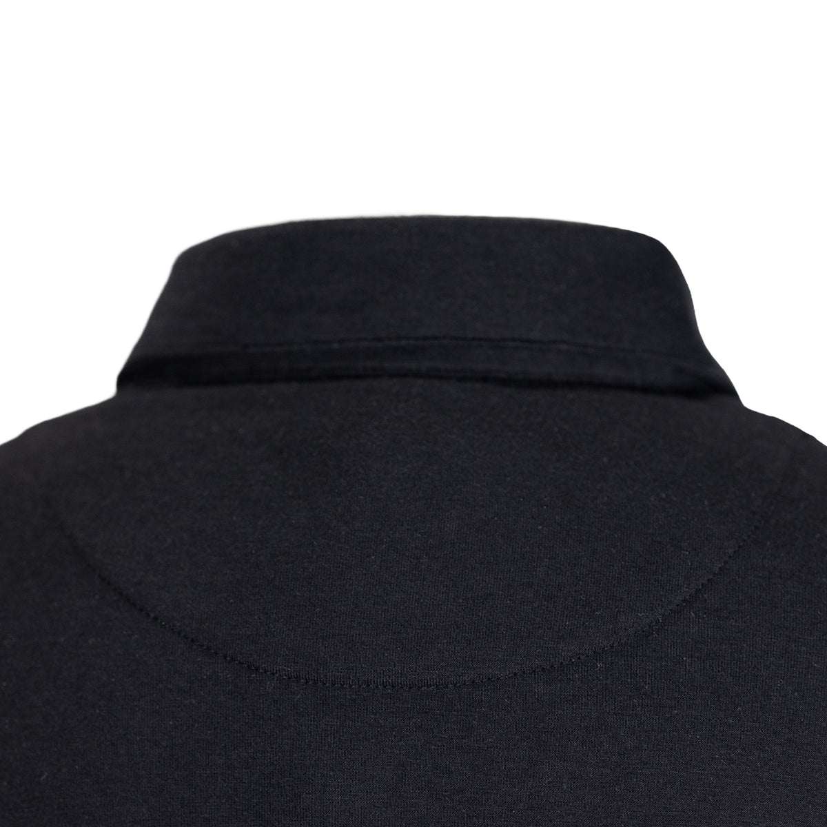 Robot Golf Special Ops Polo, collar detail, black.