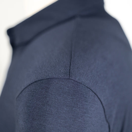 Robot Golf Blue Move polo, sleeve detail, blue.