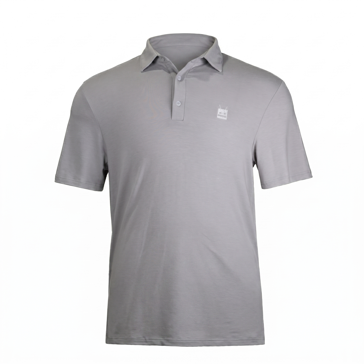 Robot Golf Sleeted Out polo, front view, grey